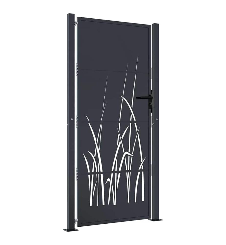 Portail de jardin Anthracite 100x175 cm Acier Design Herbe
