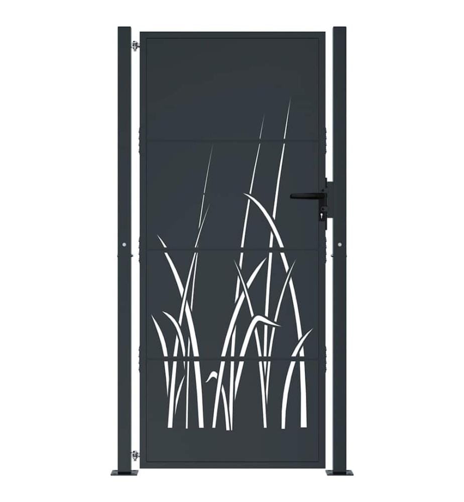 Portail de jardin Anthracite 100x175 cm Acier Design Herbe