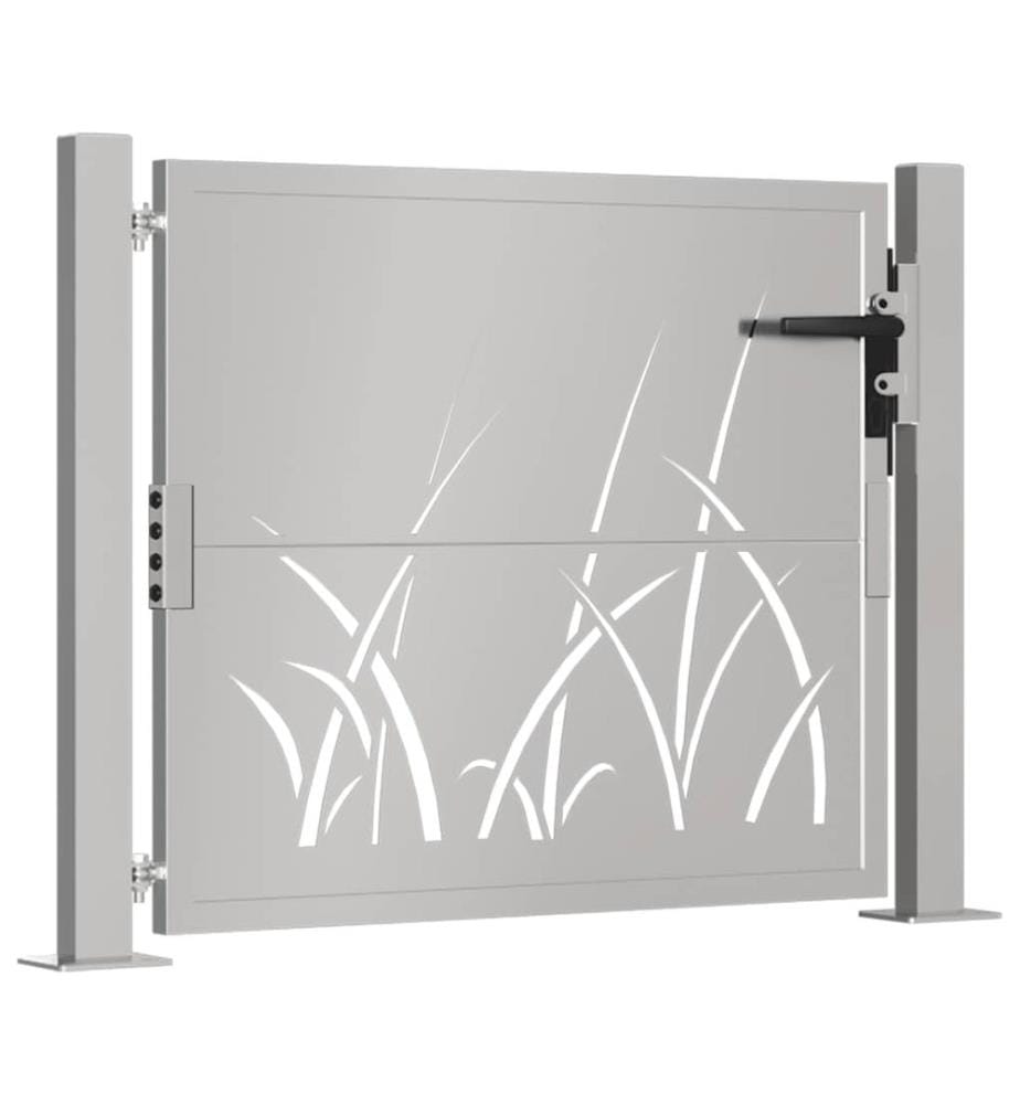 Portail de jardin 100x75 cm en acier Corten avec motif gazon