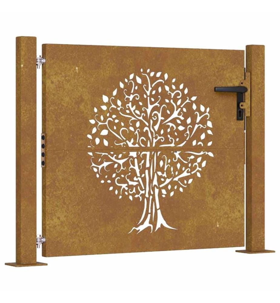 Gartentor 100x75 cm Cortenstahl Baumdesign