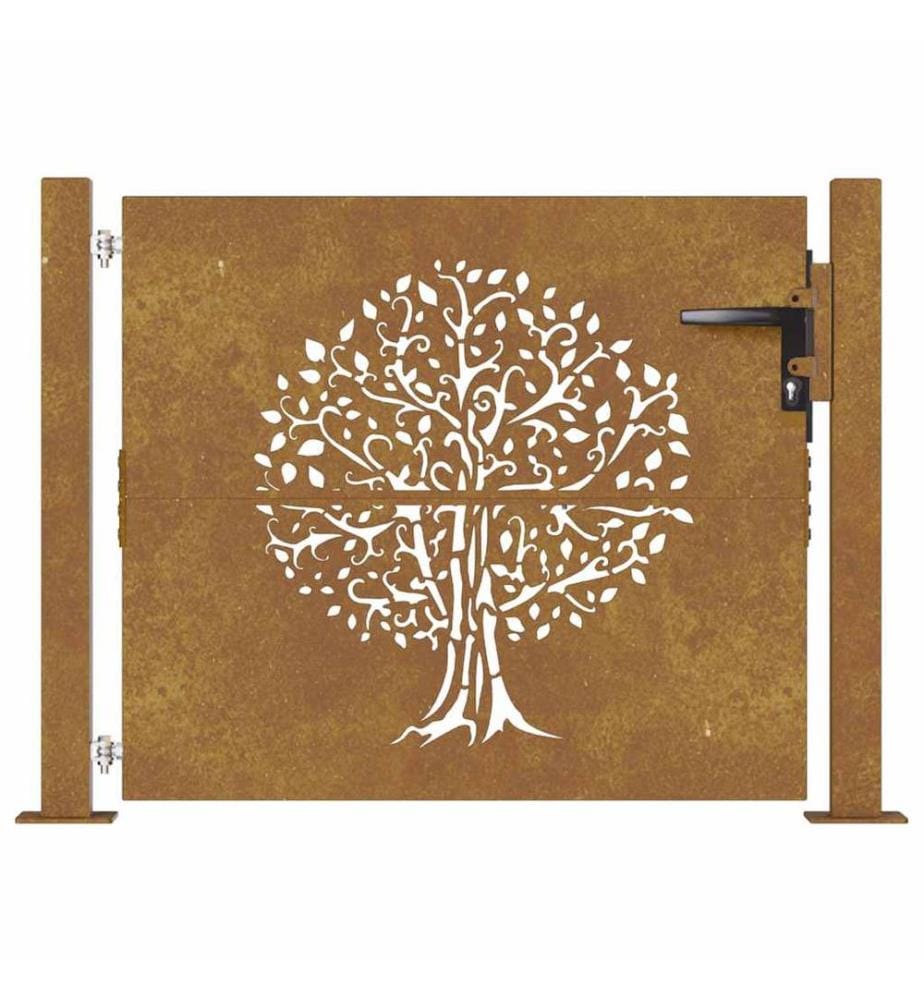 Gartentor 100x75 cm Cortenstahl Baumdesign