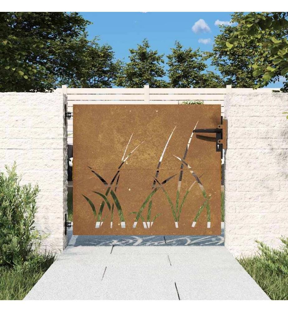 Gartentor 85x100 cm Cortenstahl Gras-Design