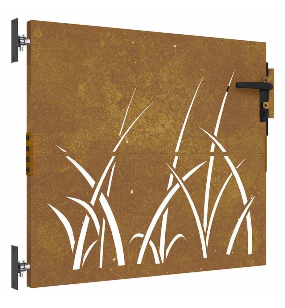 Gartentor 85x100 cm Cortenstahl Gras-Design