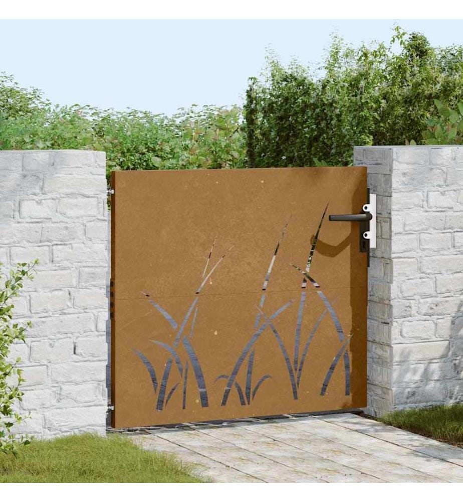 Gartentor 85x100 cm Cortenstahl Gras-Design