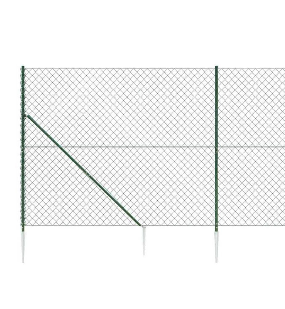 Clôture à mailles losangées avec piquet d'ancrage vert 1,6x25 m