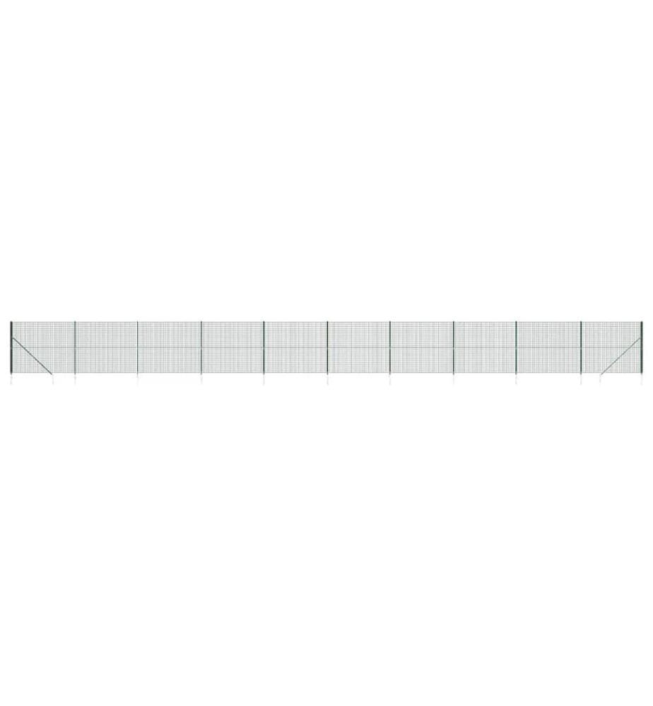 Clôture en treillis métallique et piquet d'ancrage vert 1,4x25m