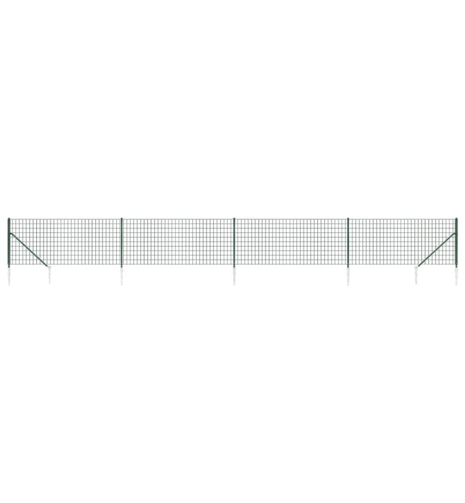 Clôture en treillis métallique et piquet d'ancrage vert 1x10m