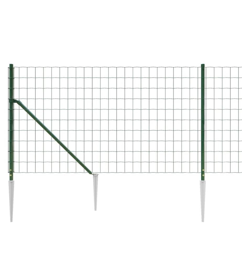 Clôture en treillis métallique et piquet d'ancrage vert 1x10m