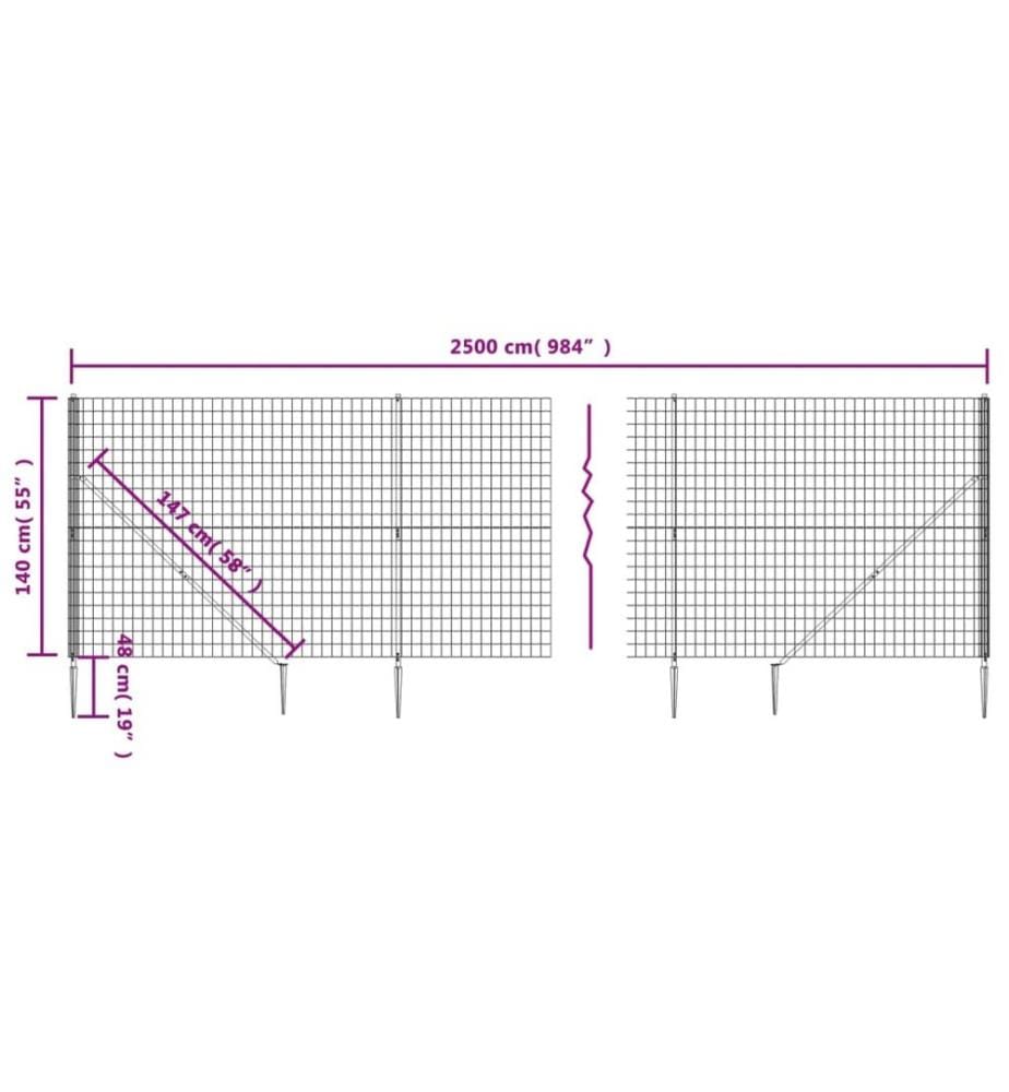 Maschendrahtzaun mit Bodenhülsen Grün 1,4x25 m