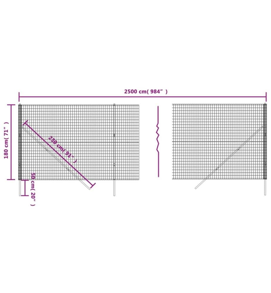 Clôture en treillis métallique anthracite 1,8x25 m