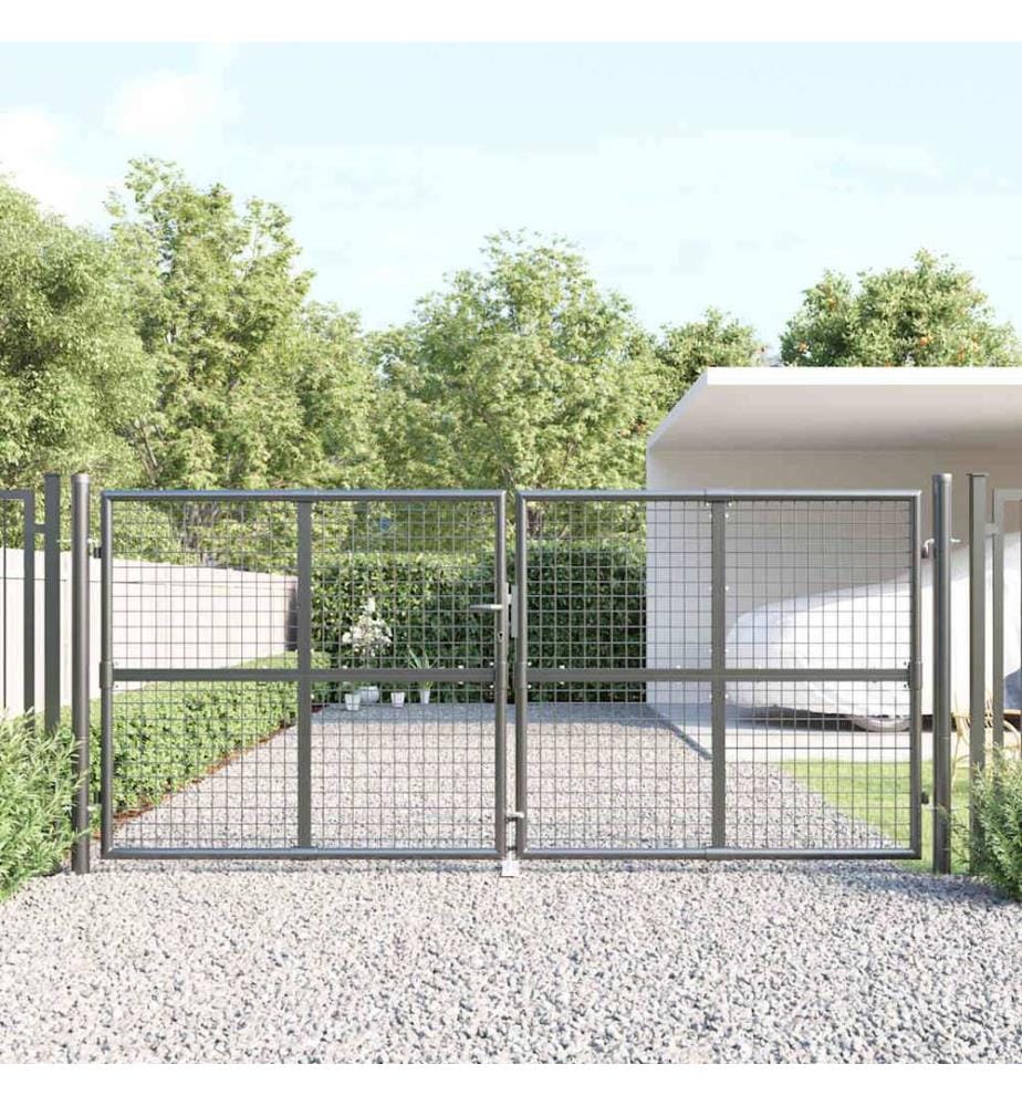 Portail de jardin grillagé Anthracite 300 x 125 cm Acier galvanisé