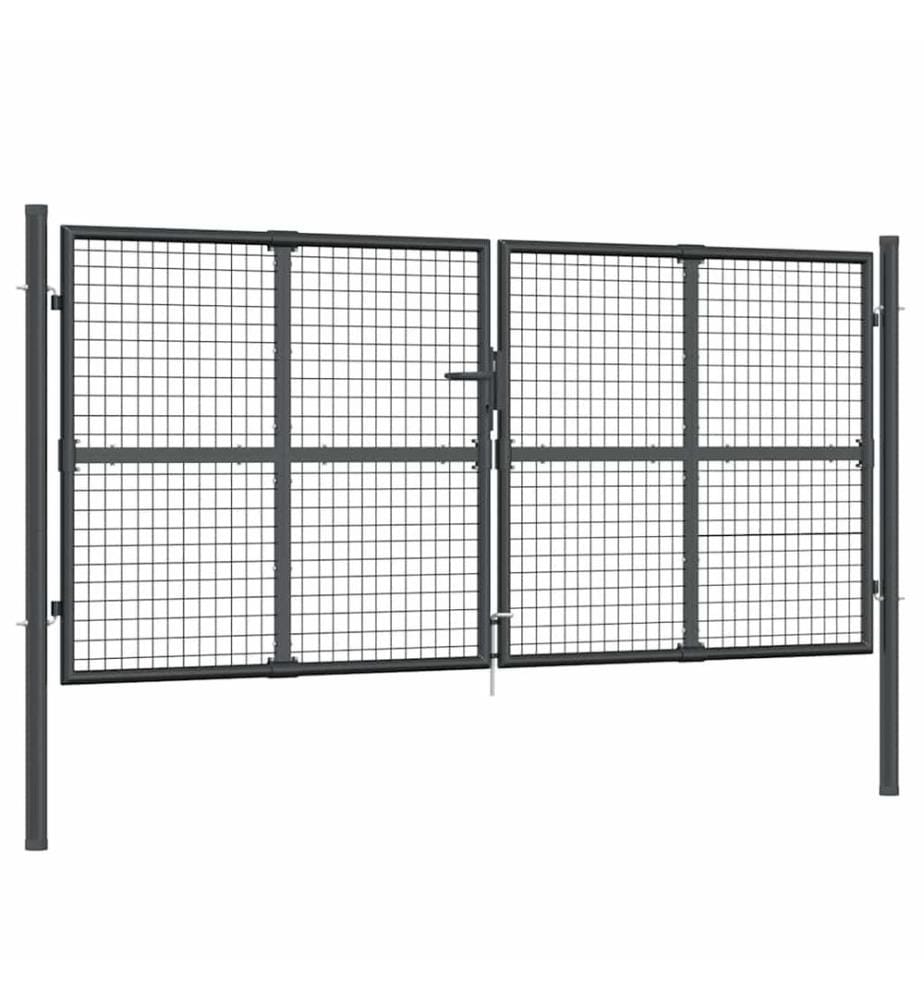 Portail de jardin grillagé Anthracite 300 x 125 cm Acier galvanisé