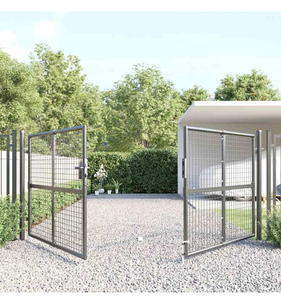 Portail de jardin grillagé Anthracite 300 x 125 cm Acier galvanisé