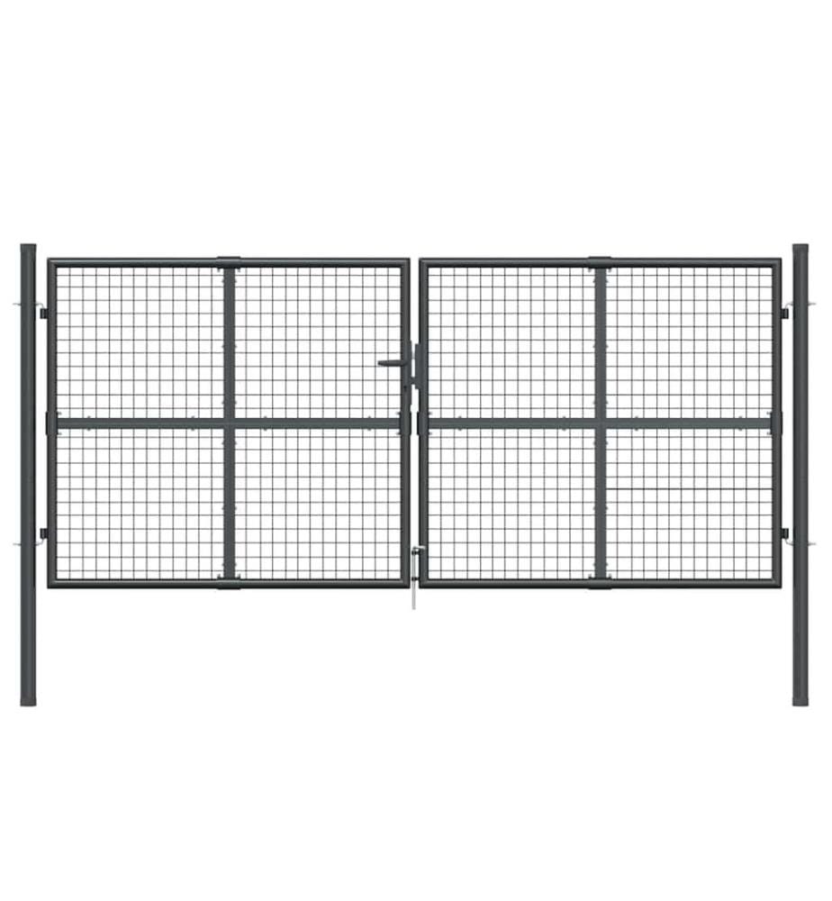 Portail de jardin grillagé Anthracite 300 x 125 cm Acier galvanisé