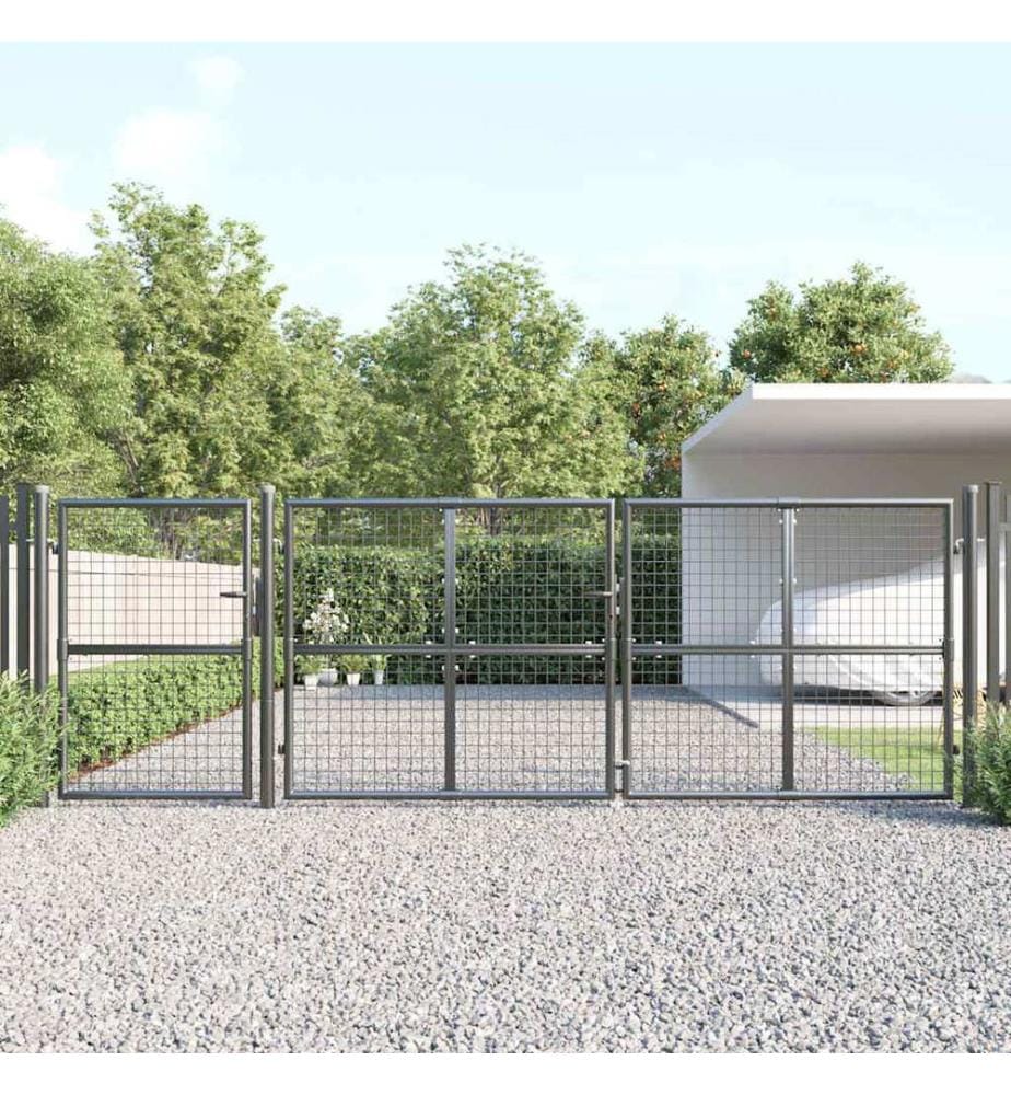 Portail de jardin grillagé Anthracite 400x125 cm Acier galvanisé