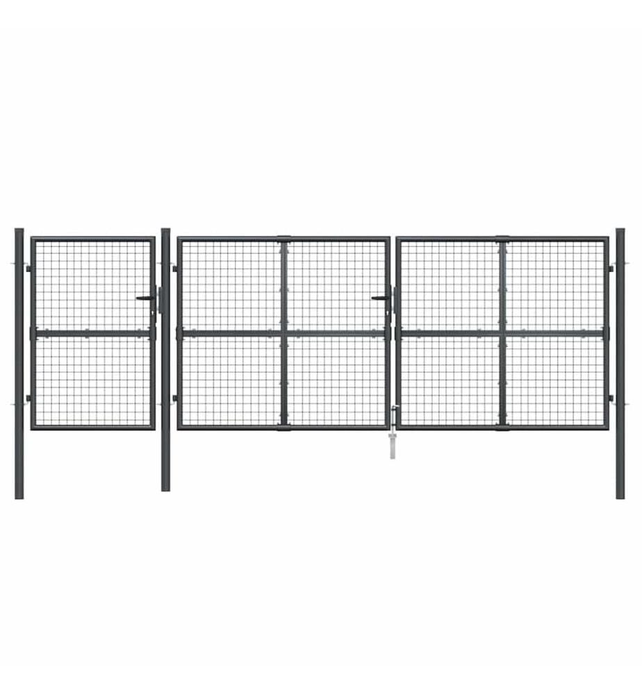 Portail de jardin grillagé Anthracite 400x125 cm Acier galvanisé