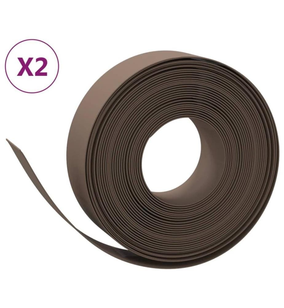 Rasenkanten 2 Stk. Braun 10 m 15 cm Polyethylen