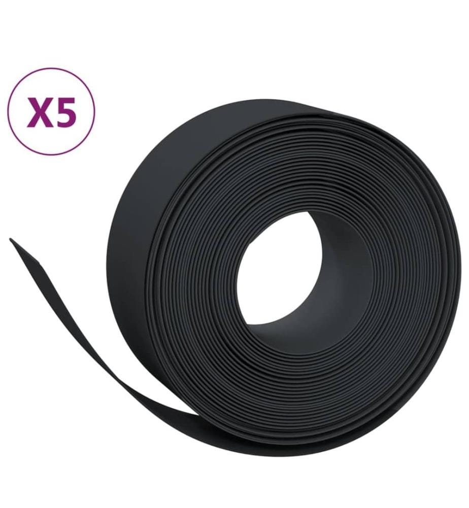 Rasenkanten 5 Stk. Schwarz 10 m 20 cm Polyethylen