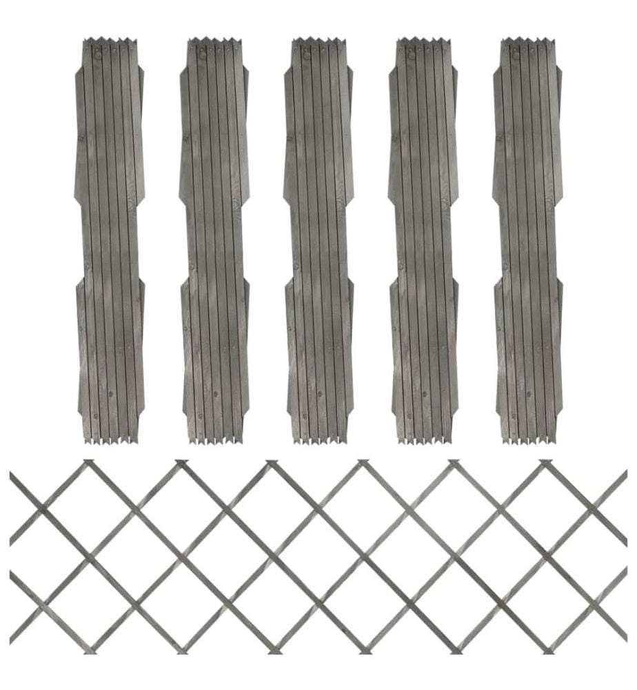 Clôture à treillis 5 pcs Gris Bois de sapin massif 180x60 cm