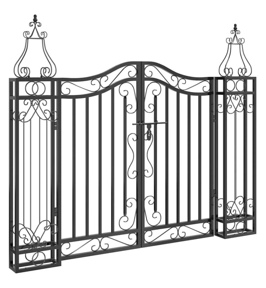 Gartentor Schwarz 121x8x100 cm Schmiedeeisen