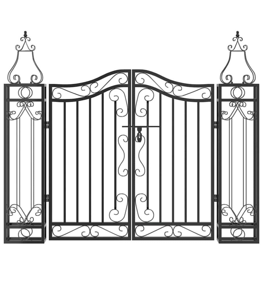 Gartentor Schwarz 121x8x100 cm Schmiedeeisen
