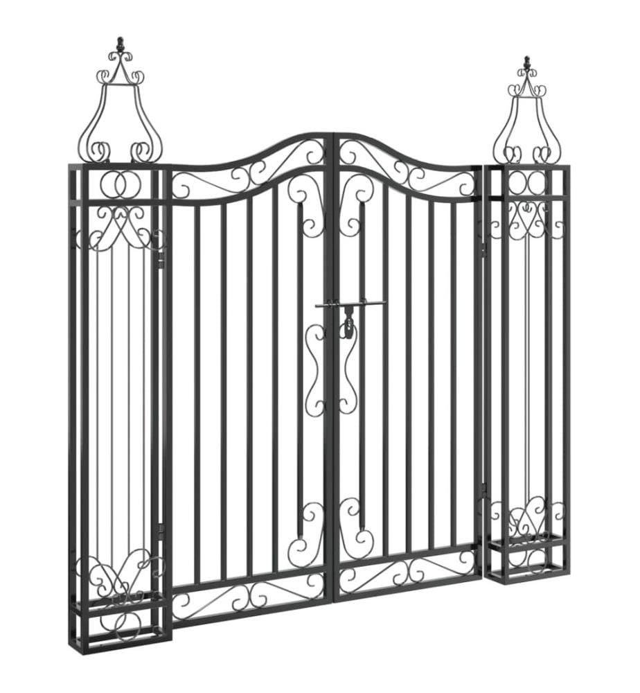 Gartentor Schwarz 121x8x100 cm Schmiedeeisen