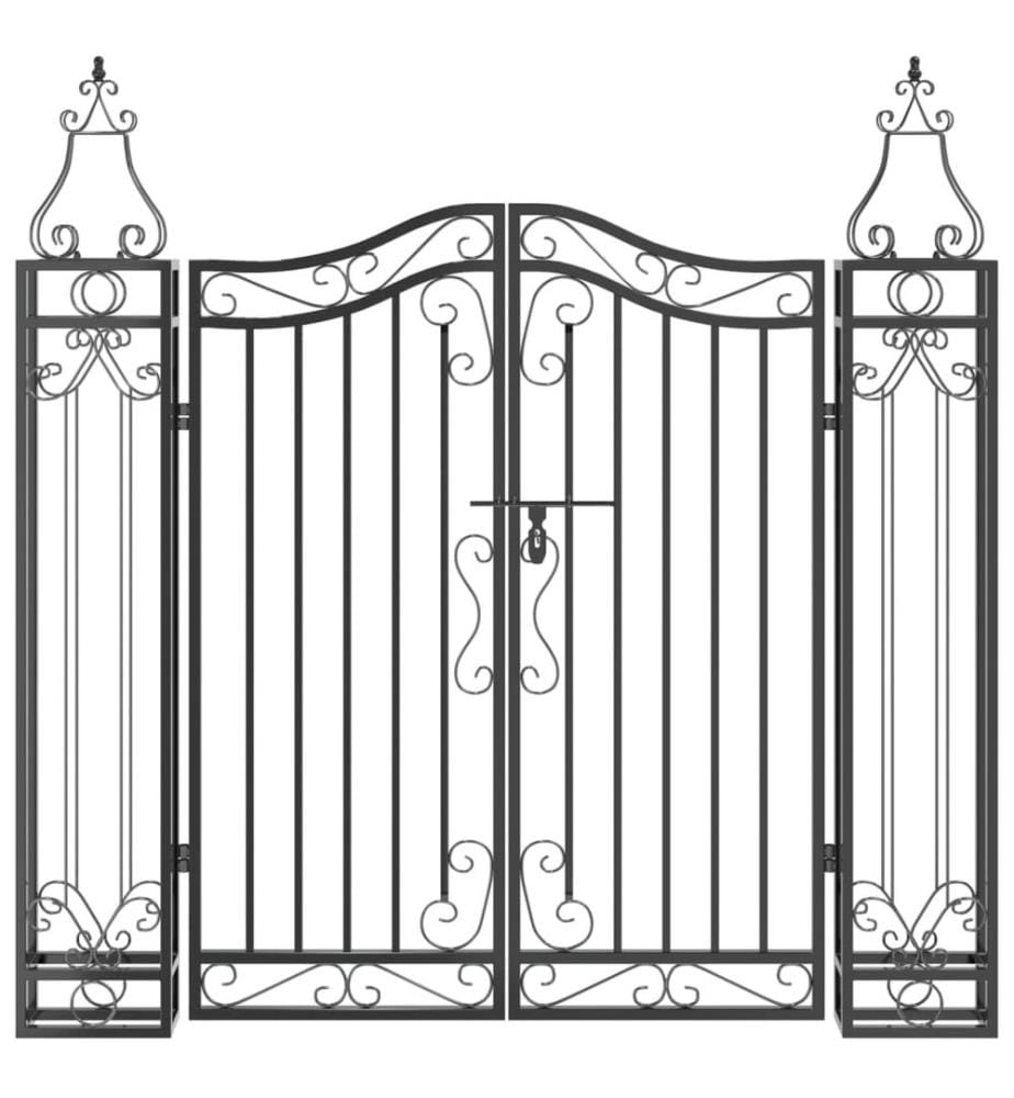 Gartentor Schwarz 121x8x100 cm Schmiedeeisen