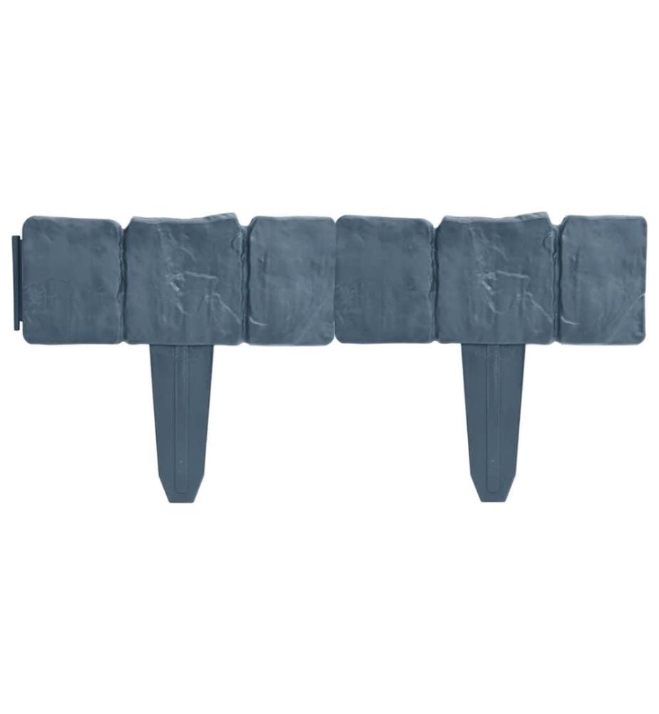 Clôture de jardin/pelouse plastique aspect de pierre 41 pcs 10m
