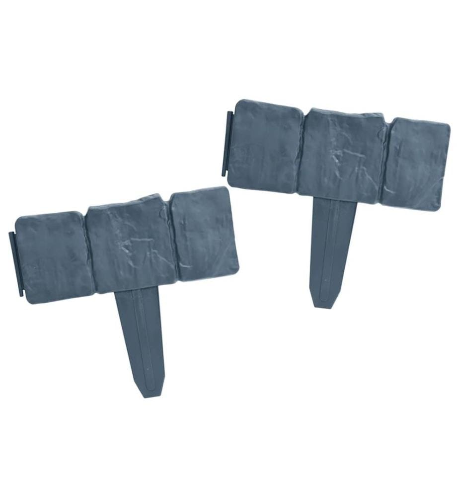Clôture de jardin/pelouse plastique aspect de pierre 41 pcs 10m