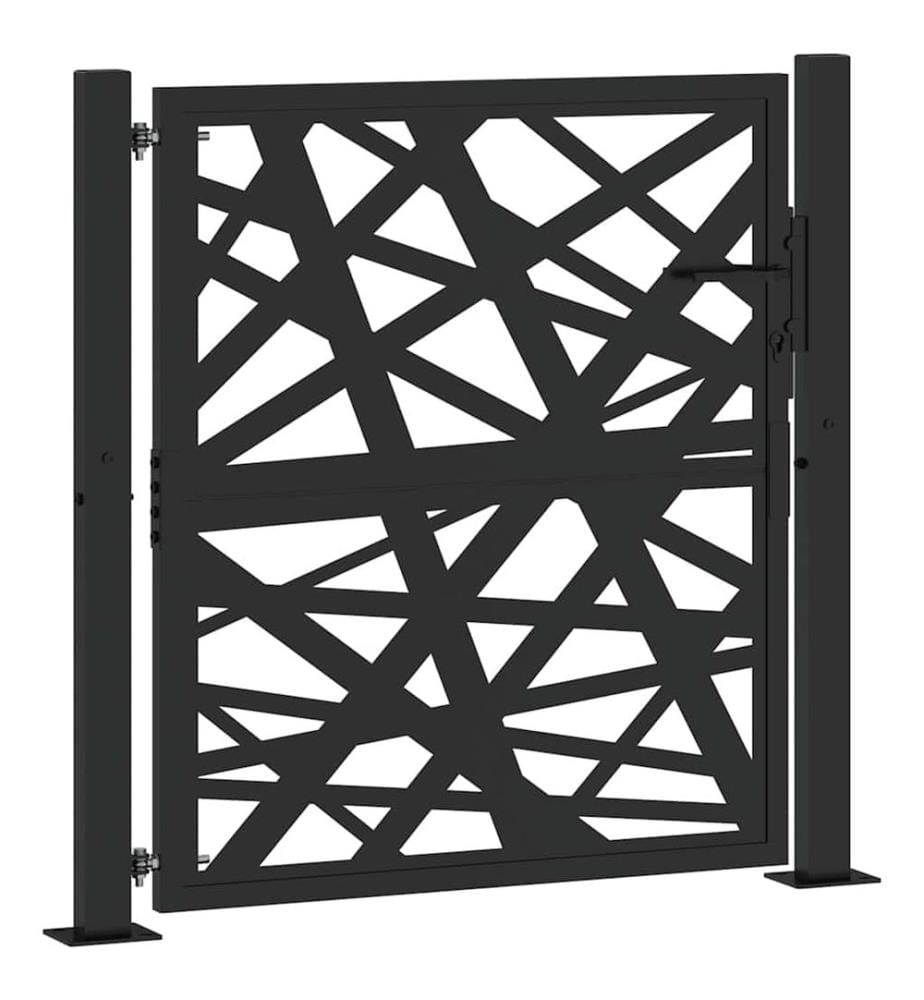 Gartentor Schwarz 100x100 cm Stahl Lichtdesign