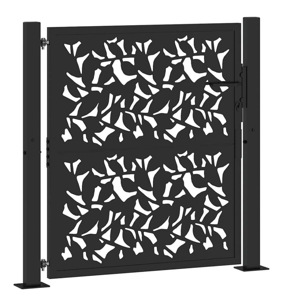 Gartentor Schwarz 100x100 cm Stahlblatt-Design