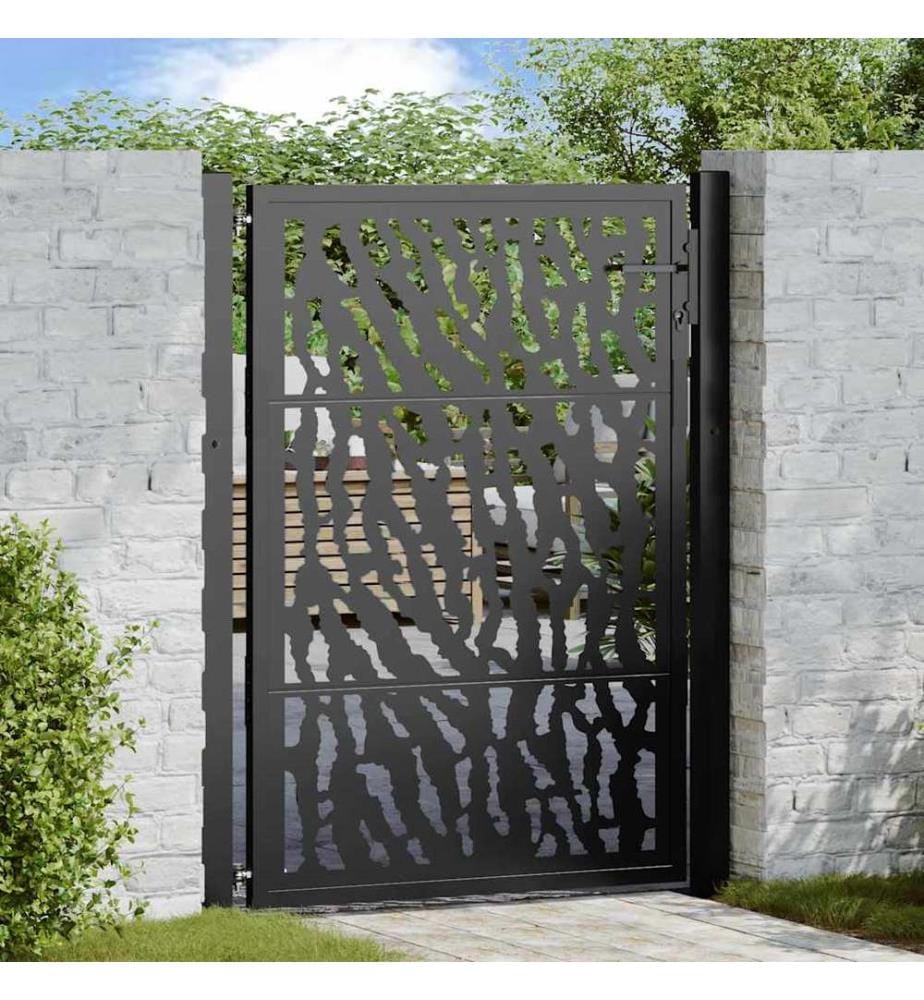 Gartentor Schwarz 100x125 cm Stahl Trace Design