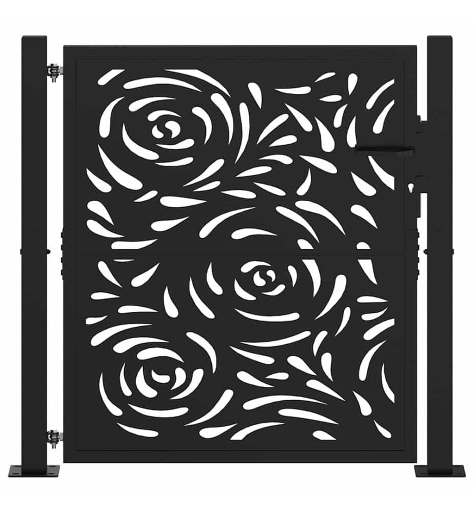 Gartentor Schwarz 100x100 cm Stahl Flammendesign