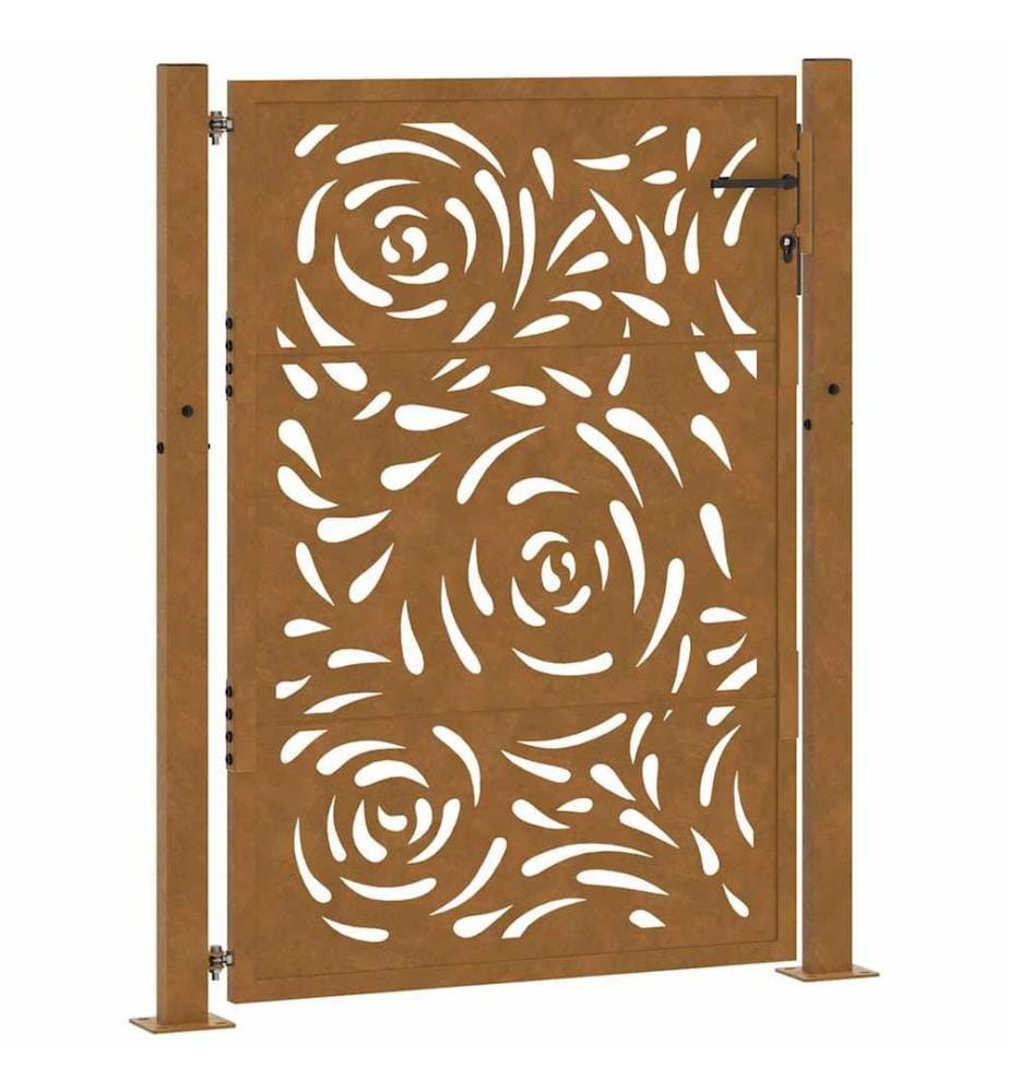 Gartentor 100x150 cm Verwitterungsstahl Flammendesign