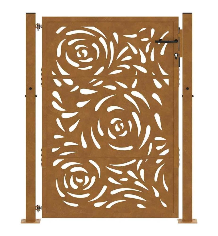 Gartentor 100x150 cm Verwitterungsstahl Flammendesign