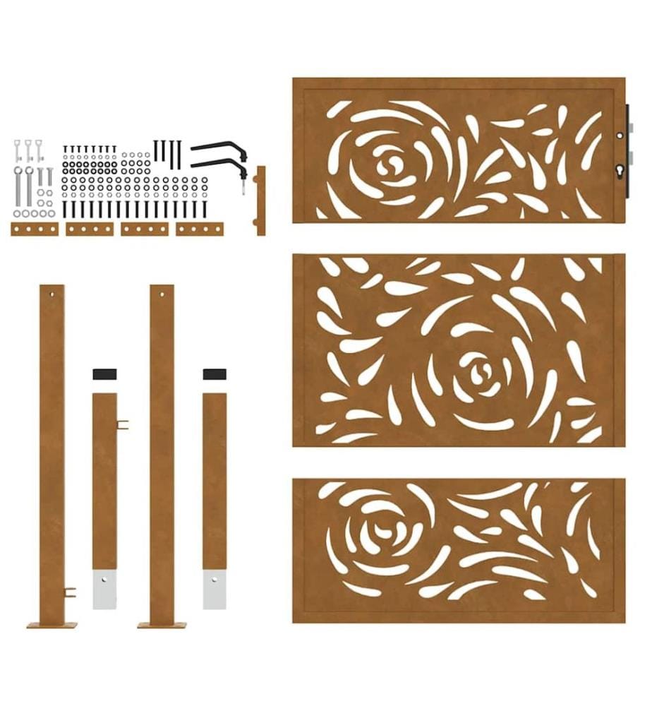 Gartentor 100x150 cm Verwitterungsstahl Flammendesign