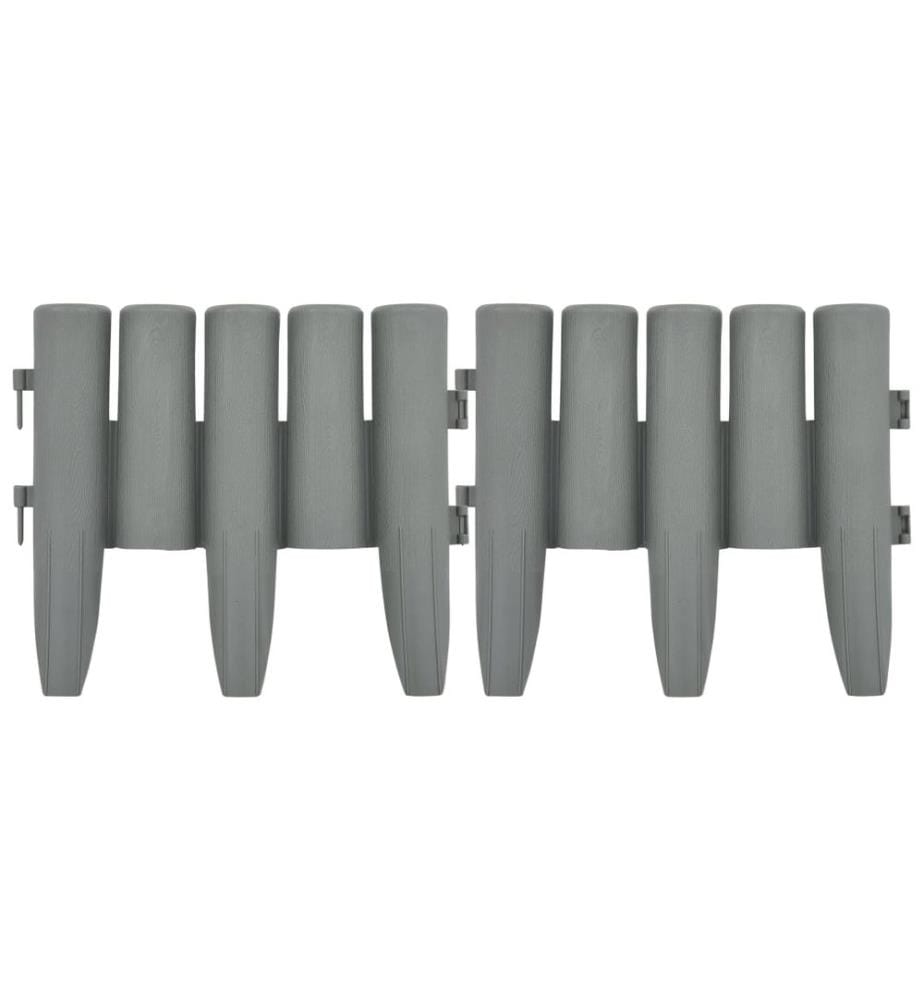 Bordures de pelouse 36 pcs Gris 10 m PP