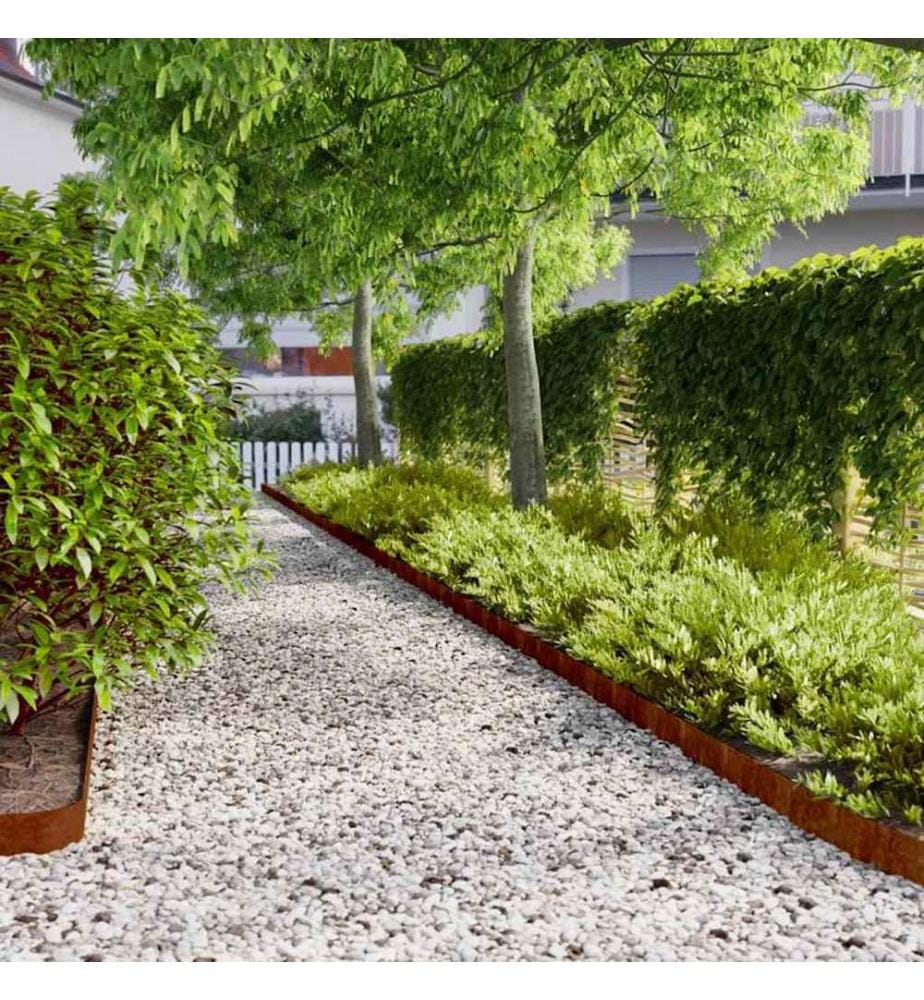 Bordures de pelouse 50 pcs 10x103 cm acier corten flexible