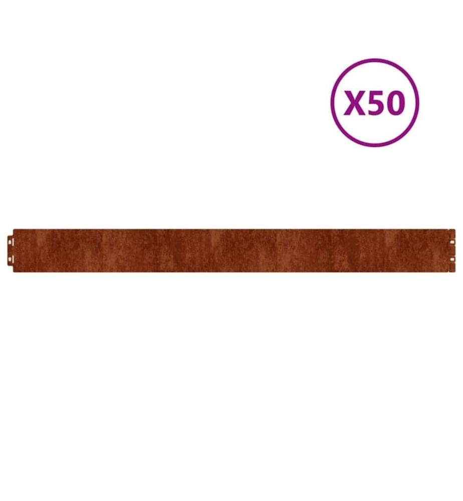 Bordures de pelouse 50 pcs 10x103 cm acier corten flexible