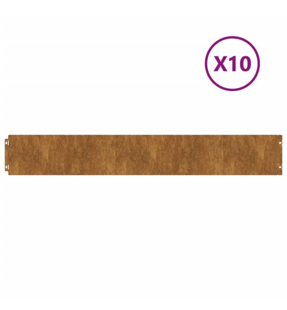Bordures de pelouse 10 pcs 15x103 cm acier corten flexible