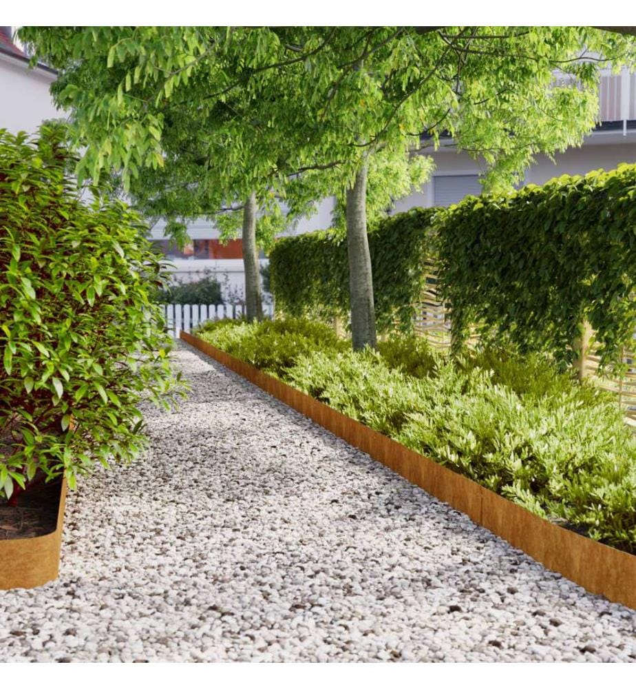 Bordures de pelouse 50 pcs 15x103 cm acier corten flexible