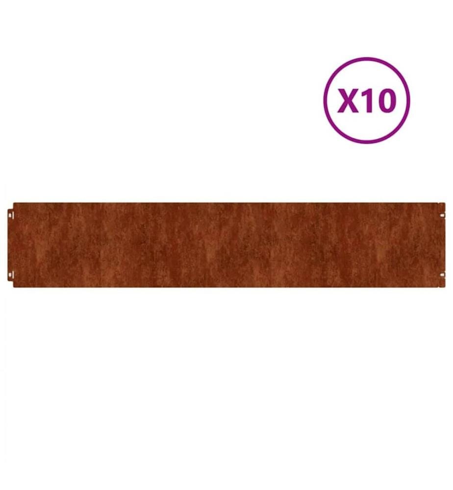 Bordures de pelouse 10 pcs 20x103 cm acier corten flexible