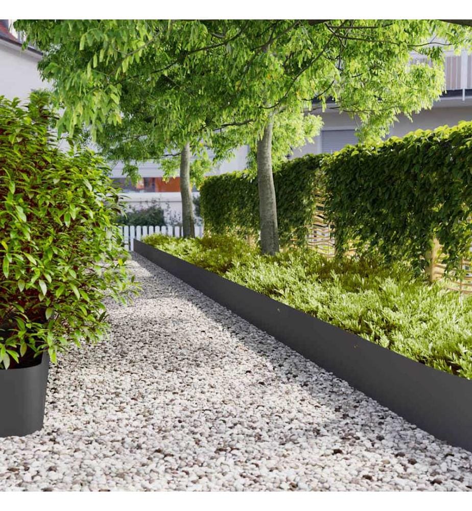 Bordures de pelouse 20 pcs noir 25x103 cm acier laminé à froid