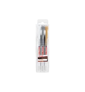 EDDING - Stylo à encre gel 2185 Doré/Argenté/Blanc, 3 pièces