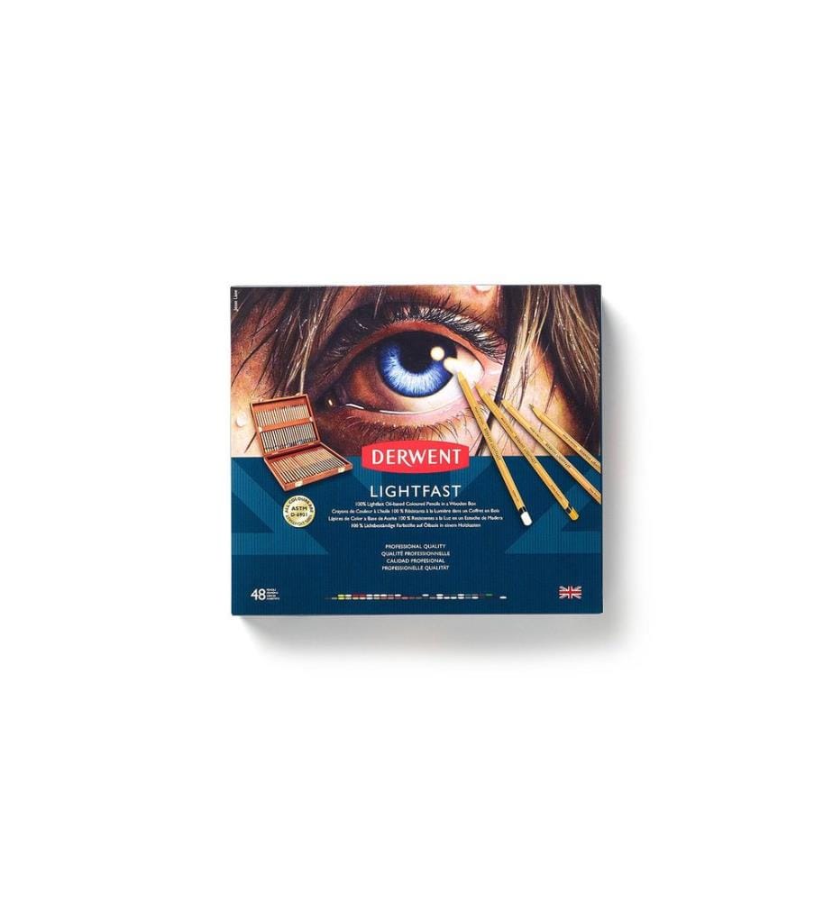 DERWENT - Set cadeau de crayons de couleur Lighfast dans une boîte en bois, 48 pièces