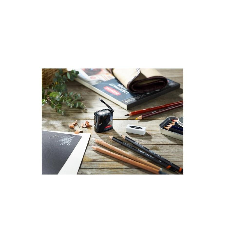 DERWENT - Taille-crayon double trou avec réservoir, noir