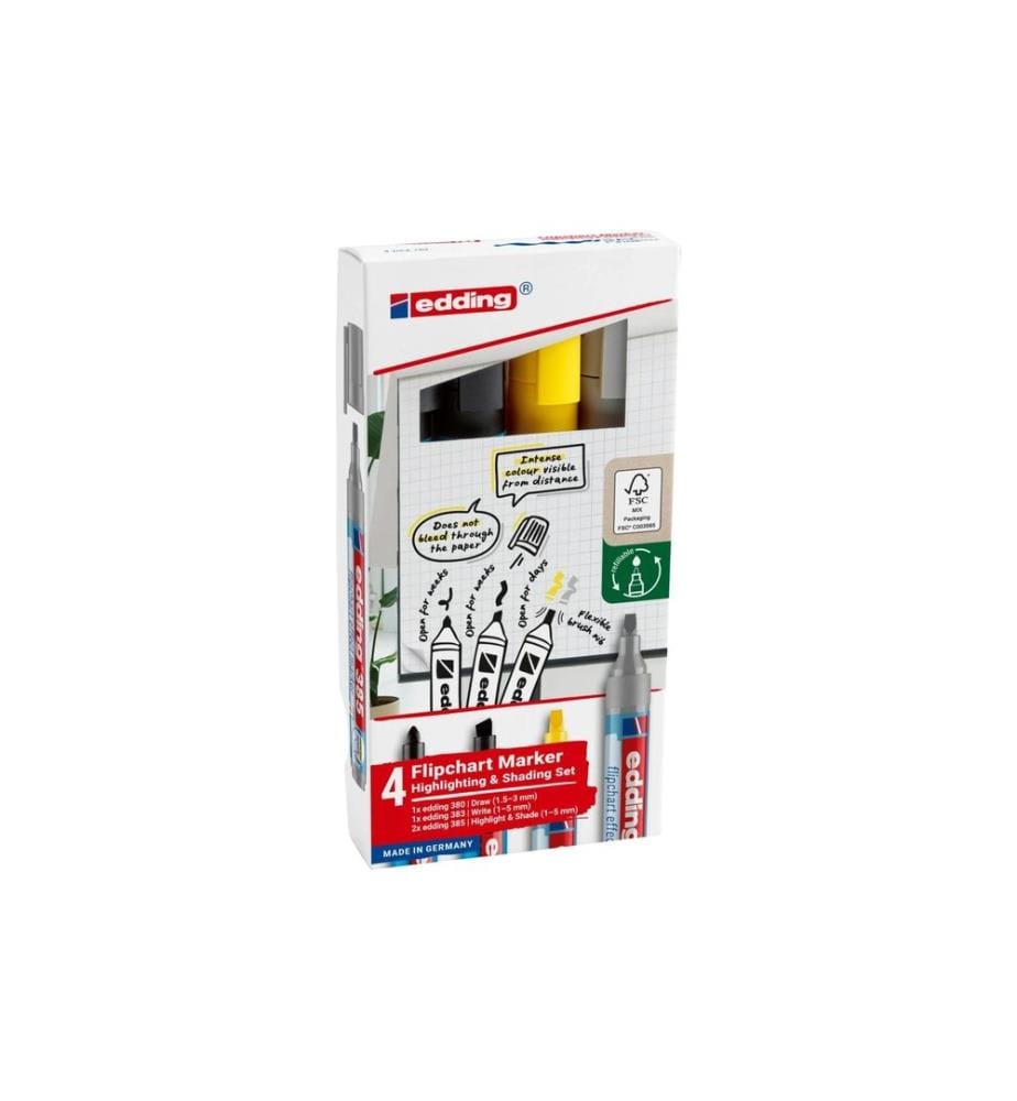 EDDING - Marqueur pour flipchart 385 E-4, 4 pièces