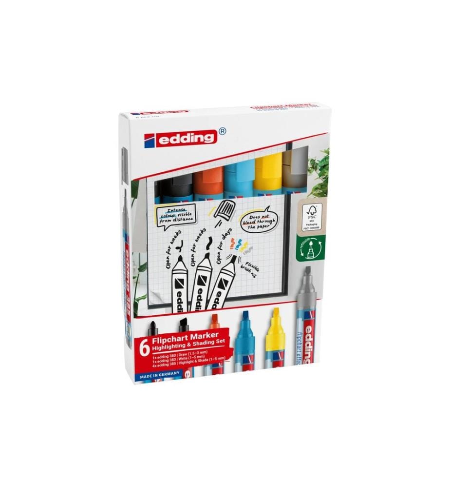 EDDING - Marqueur pour flipchart 385 E-6, 6 pièces