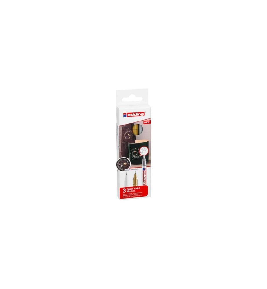 EDDING - Marqueur peinture 780-CREA E-3, or, argent, blanc