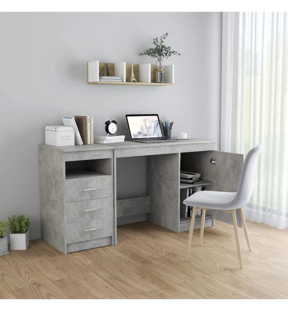 Bureau Gris béton 140x50x76 cm Bois d'ingénierie